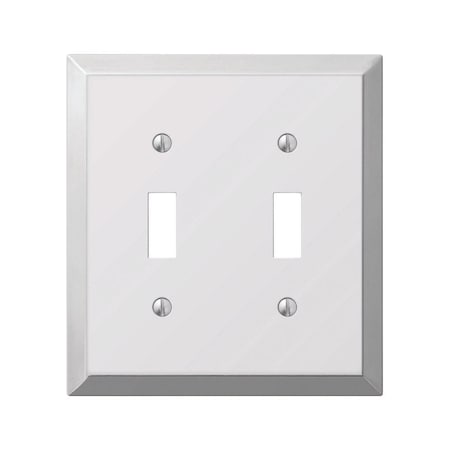 Amerelle Wall Plate, Number of Gangs: 2 Steel, Polished Chrome Finish, Light Gray 161TT